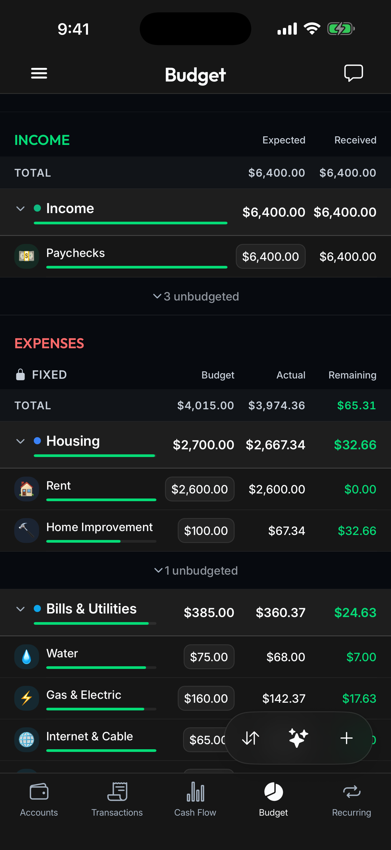 Spendify budgets and category tracking