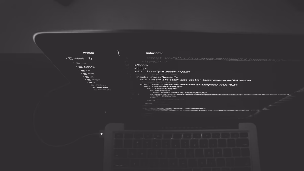Laptop displaying lines of structured prompts on a dark screen