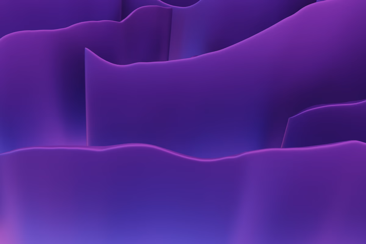Abstract flowing purple and blue waves representing a conversation with an AI assistant