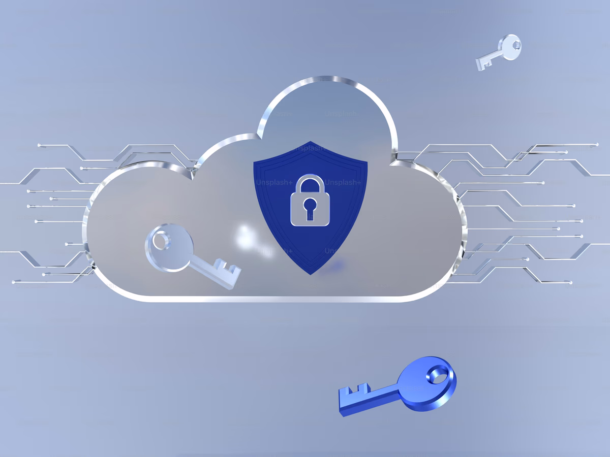 A cloud with a lock and key, representing financial data privacy