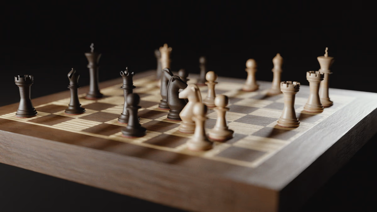 Chess pieces arranged on a wooden board, evoking strategy and trade-offs